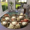 Cute animals with oil painting textureRound Area Rug,Carpet Rug for Living Room Bedroom Sofa Playroom Decor,Non-slip Floor Mat