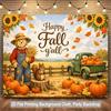1 piece of 2D flat background fabric scarecrow autumn scenery pumpkin rural landscape background banner.PMJ