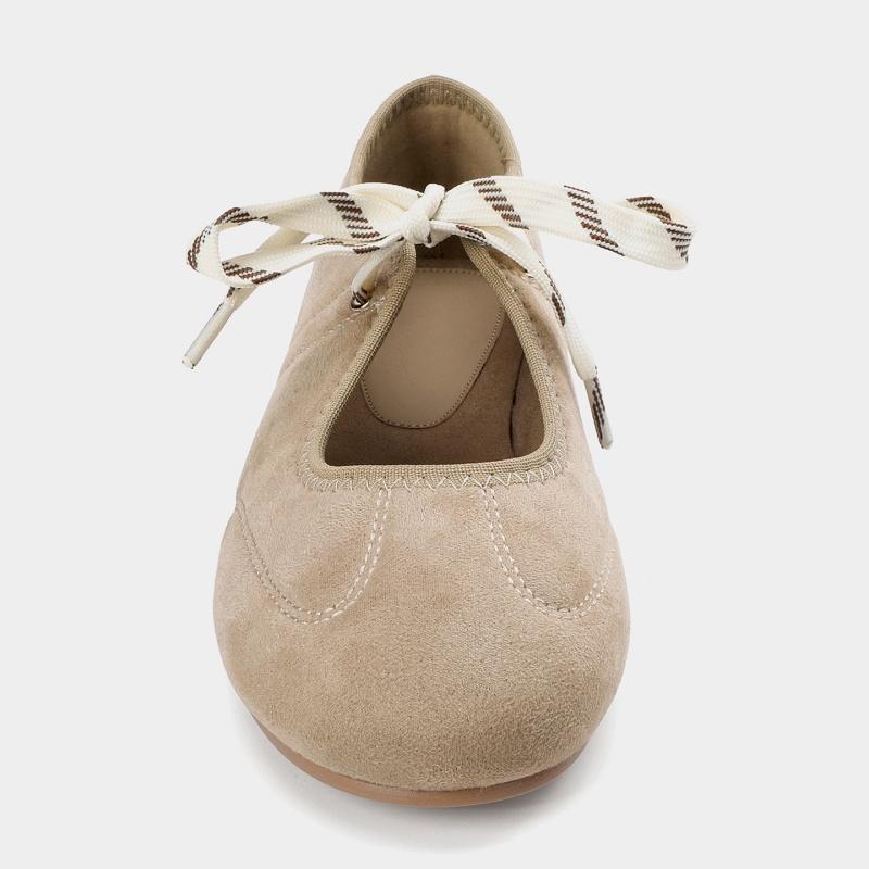 Fashion 2025 Luxury Designer Lace-up Ballet Flats Mary Jane Fashion Suede Round Toe Casual Women Shoes Outside Soft Soled Loafers Flats