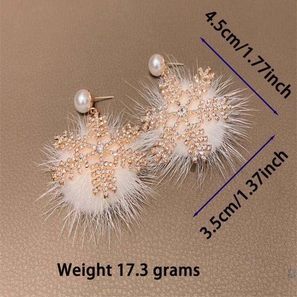 Bowknot Xmas Earrings Snowflake Design Pearl Studs New Christmas Earrings  Women Gift