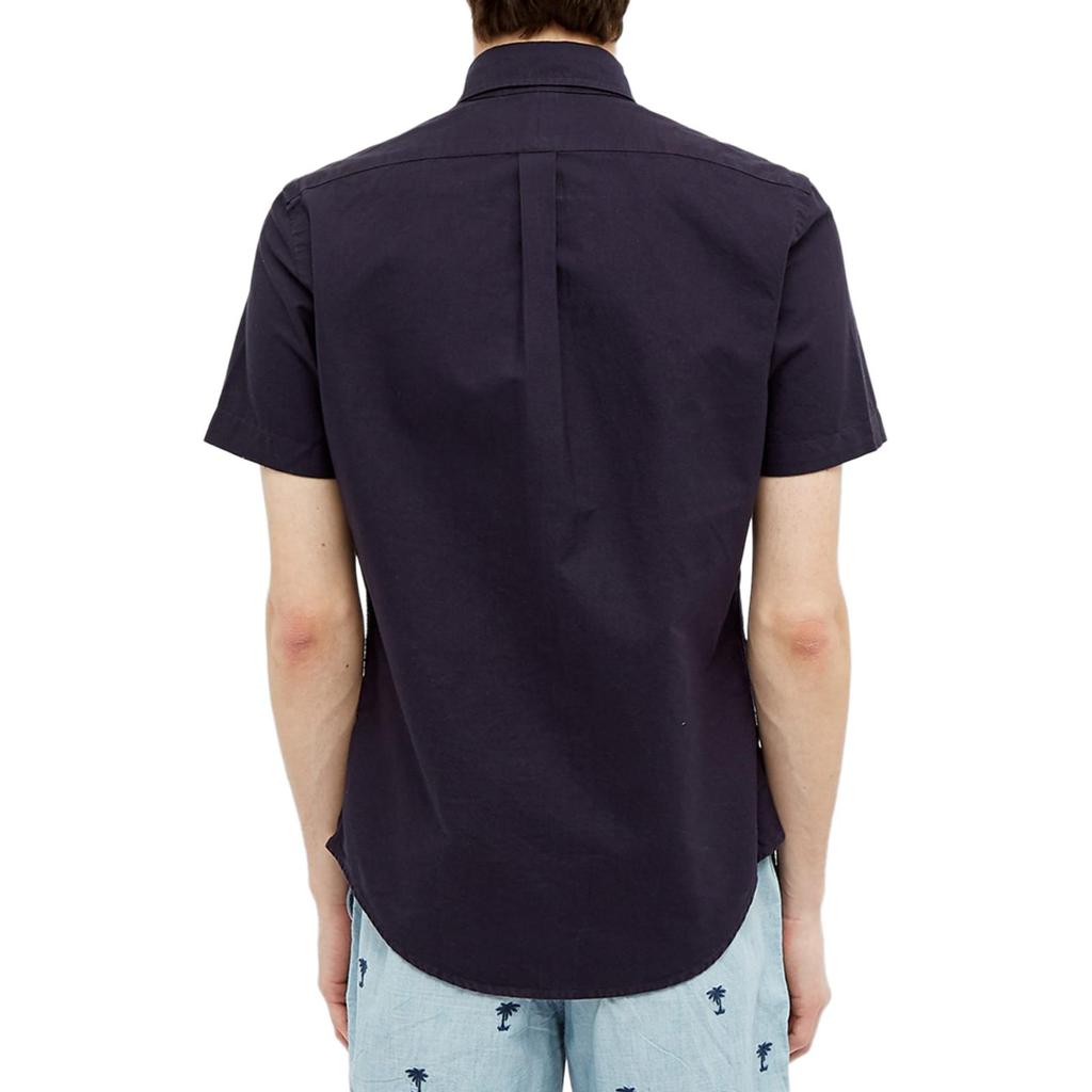 Polo Ralph Lauren Jednobarevná košile s výšivkou poníka, jednořadé zapínání, krátký rukáv, pánská košile, námořnická modř 710795382001