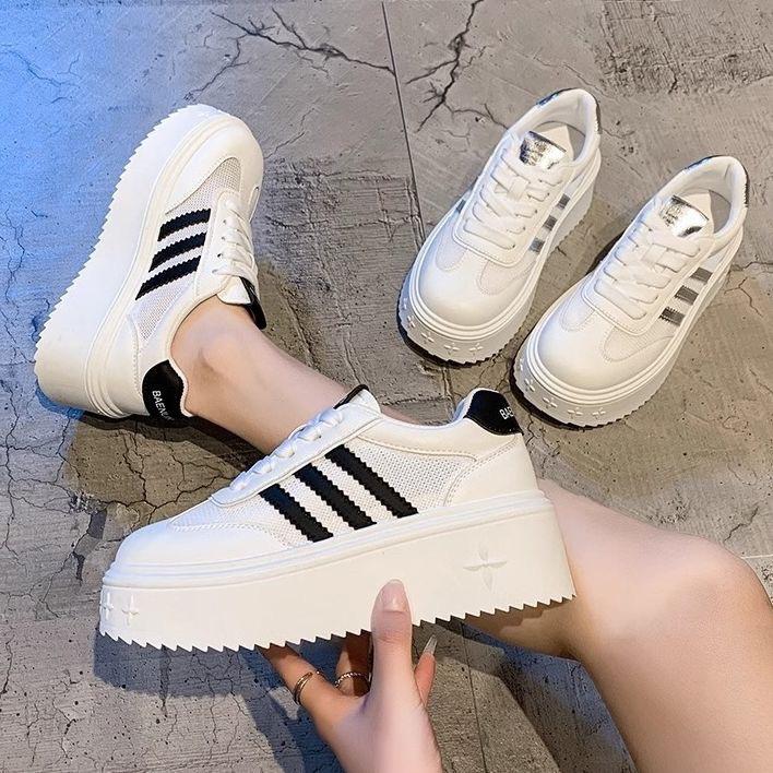 Little white shoes women's single network 2025 autumn new thick-soled versatile small man shows height 5CM casual shoes popular muffin shoes