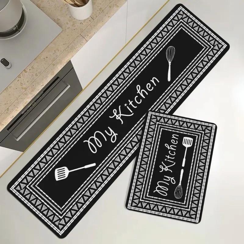 1/2pcs Cutlery Kitchen Floor Mat Entry Door Mat Kitchen Long Rug Home Decor Balcony Corridor Floor Mat Laundry Room Nonslip Rug