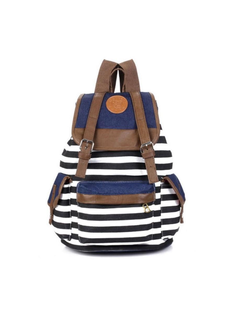 

Modern Unisex Womens Stripes Canvas Backpack Rucksack For Fashion-forward Individuals чёрный