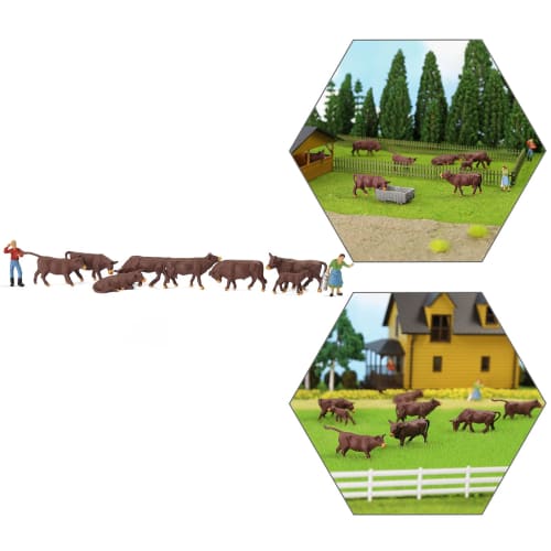 1:87 Scale Cow Models, 36-Piece Set, for Architectural Use in Farms, Ranches, and Cow Farms, Micro Landscapes, and Decorative Layouts, Dioramas, Educa