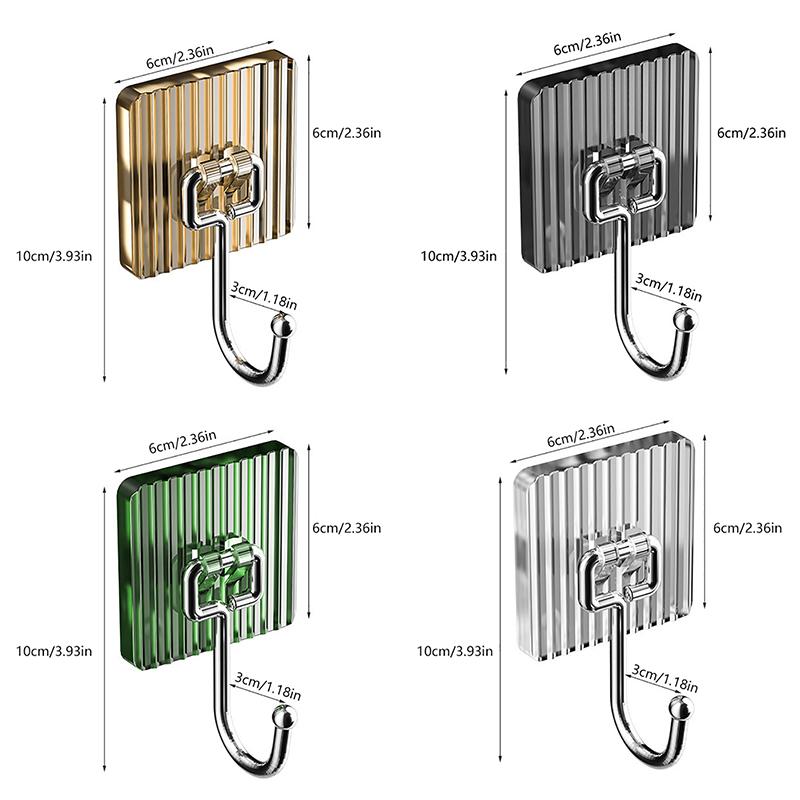 Luxury Hook Stainless Steel Kitchen Bathroom Hook Non-Perforated Metal Hook Strong Traceless Door Self-Adhesive Hanging Hook