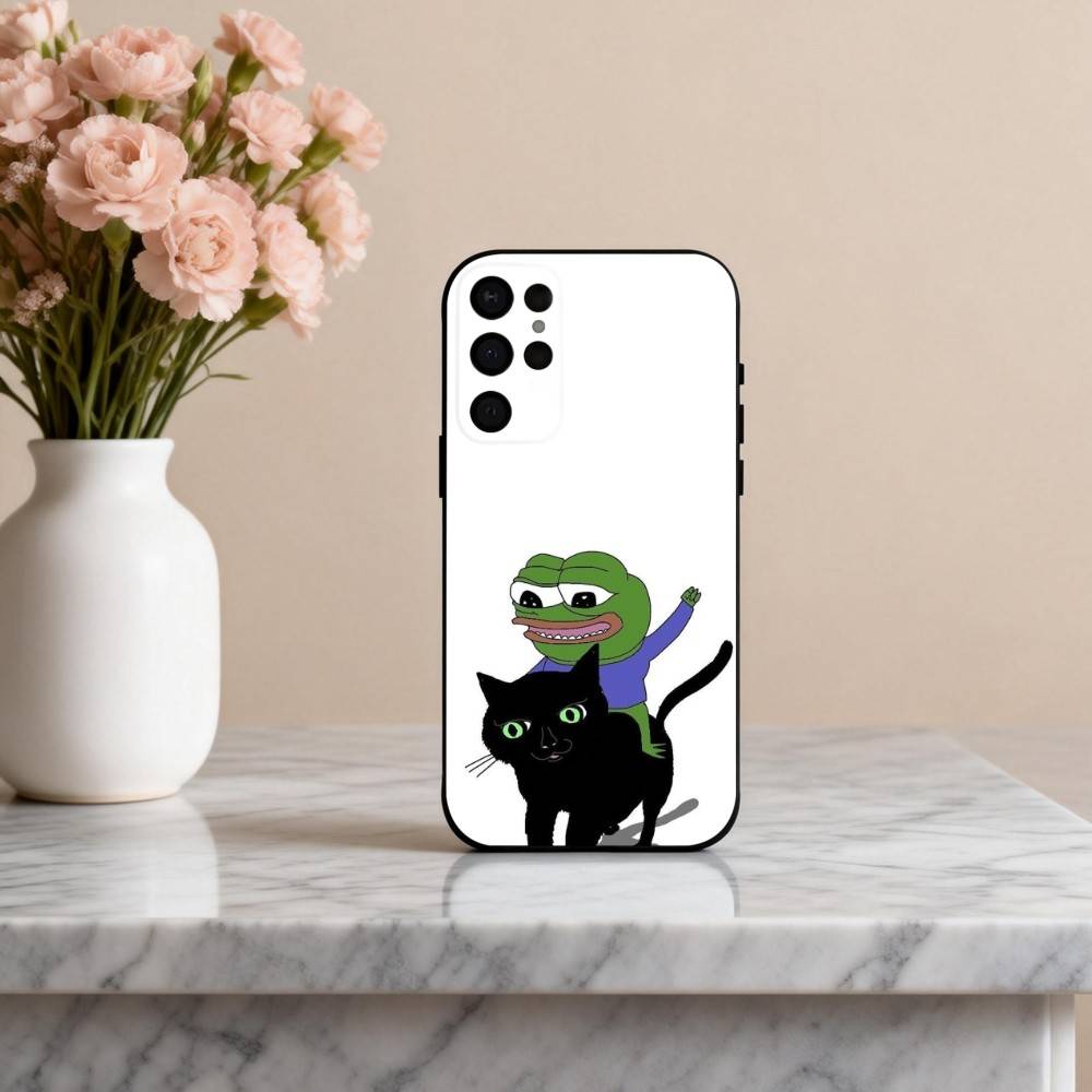 Funny P-Pepe the F-Frog Phone Case For Samsung S25,S24,S21,S22,S23,S30,Ultra,S20,Plus,Others Soft Black Case