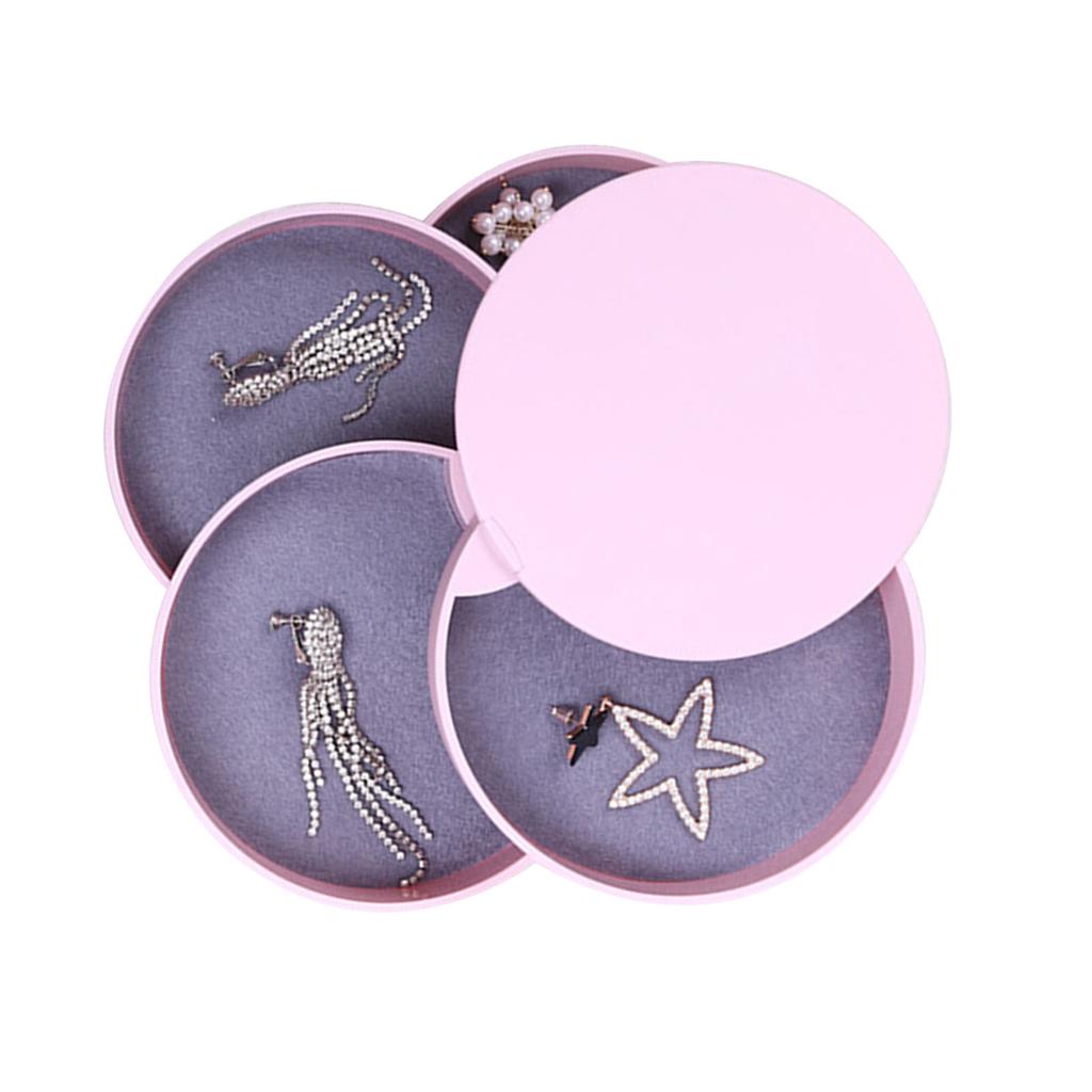 Tragbare Schmuckschatulle Reise-Schmuckkoffer 4-lagiger drehbarer Ohrring-Aufbewahrungsorganizer mit Spiegel Rosa