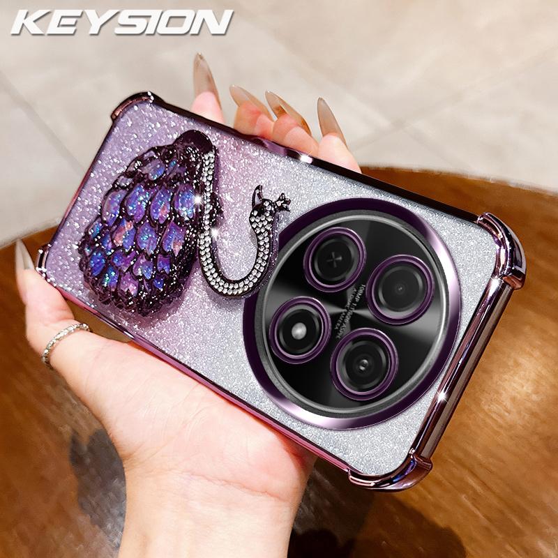 

KEYSION Shockproof Plating Phone Case for Huawei nova 13i Clear TPU Glitter Jewelled Swan kickstand Cover for Huawei nova 12i for Huawei nova 12i фіолетовий