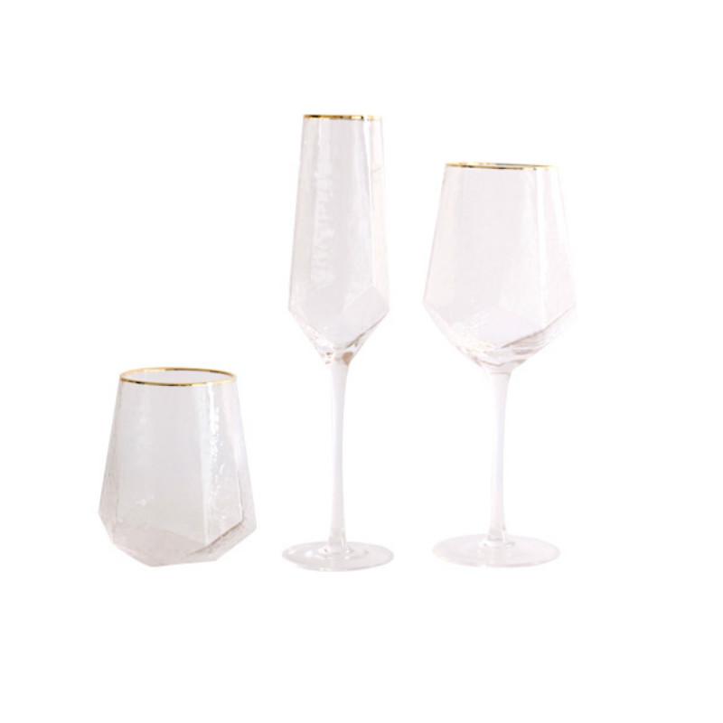 Creative Diamond-550ml-Shaped Hammered Goblet Gold-Painted Ice Dew Red Wine Glass Champagne Whiskey Cup Vintage Wine
