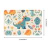 Dinosaur Floral Print Doormat Cream Blue Orange Illustrated Polyester Machine Washable Cold Water Only 80x50cm
