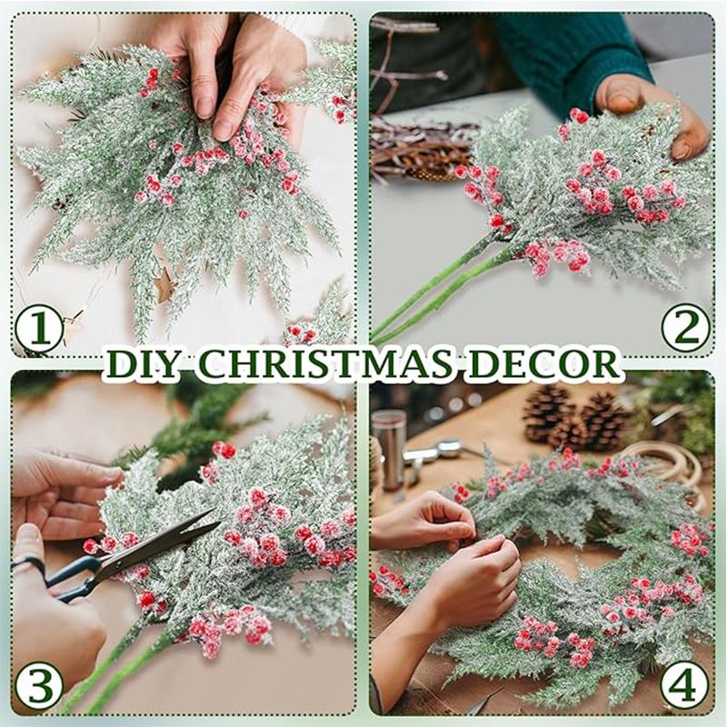 1Pcs Christmas Tree Hanging Ornament Artificial Red Berry Pine Cones Branch DIY Wreath Accessories for Home Party New Year Decor