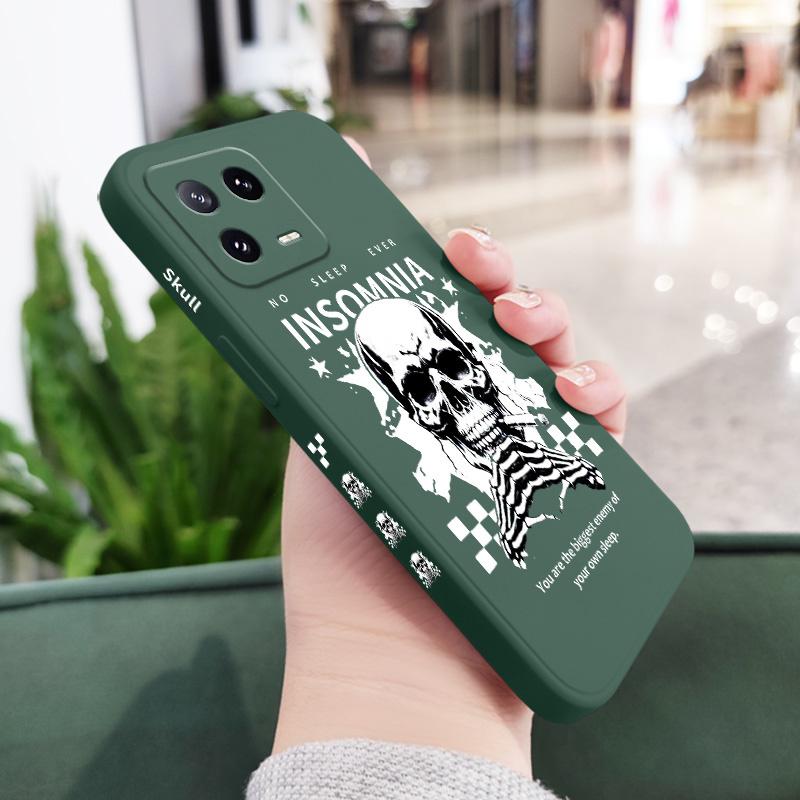 

Black Rock Skull Phone Case For Xiaomi Mi 14 14T 13 13T 12 12X 12T 12S 11 11T 10 10T 9 9T Pro Lite Liquid Silicone Cover 13 темно-зеленого