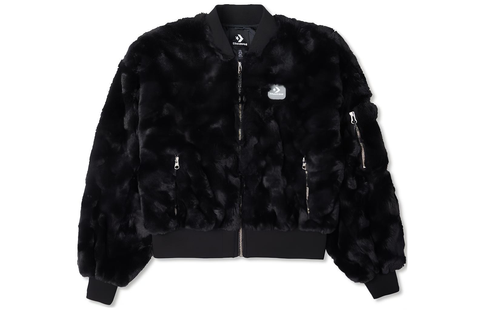 Converse Jackets Women s Black Baseball Collar Moderate Pilot 10023722-A01 XL
