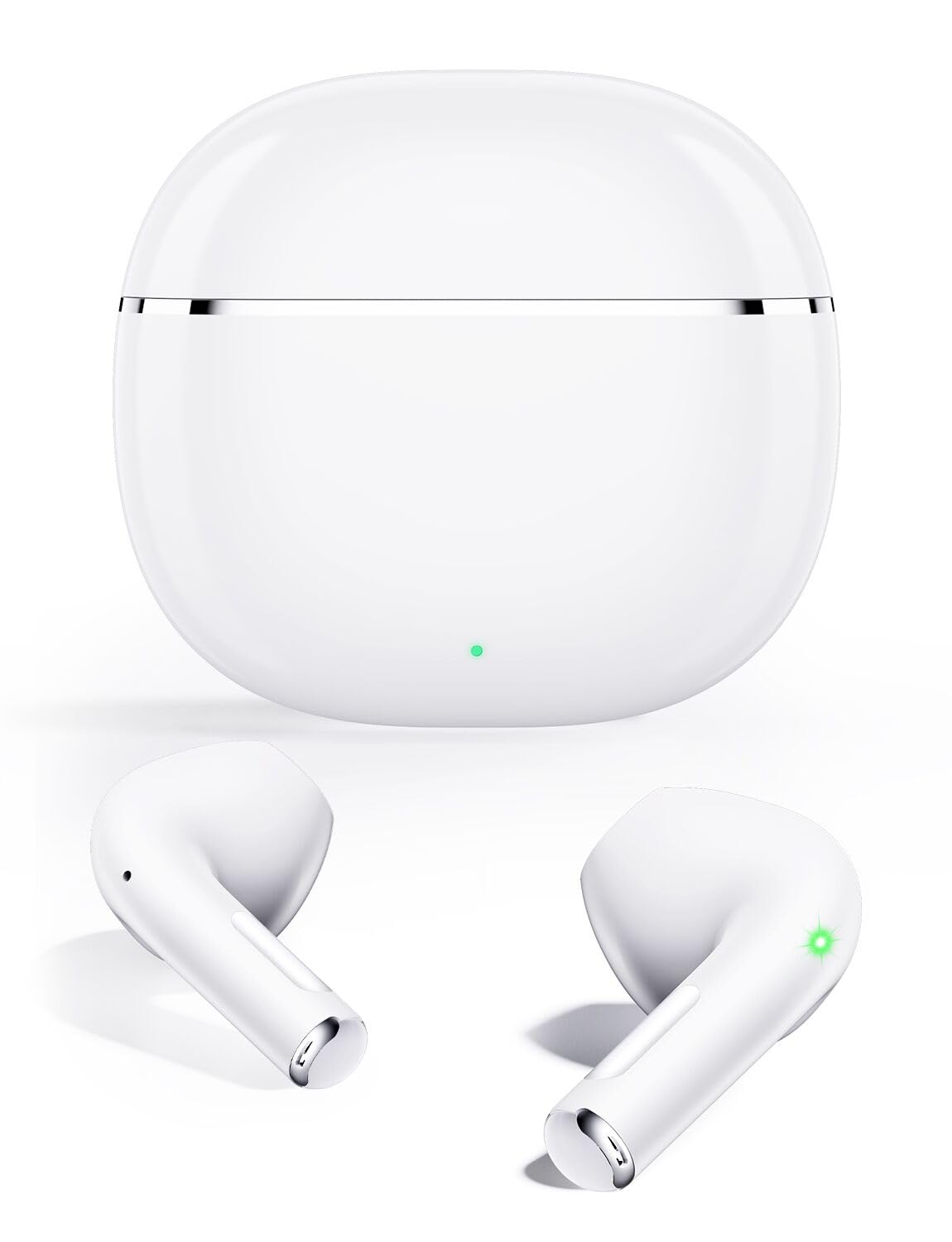 

Bluetooth Wireless New Bluetooth Fast Up to 40 Hours of ENC Noise Automatic Touch Lightweight and Compatible with iPhone and Web and Gift Earbuds, білий