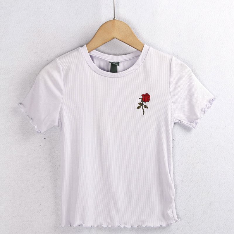 

Район Кружевоподобный Узор Деревовидный Гриб Высокая Эластичность Слим Вышивка Футболка Light purple XS