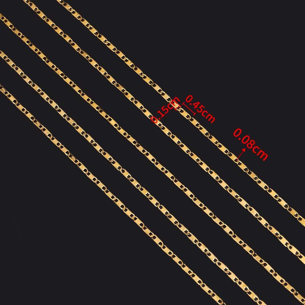 No Fade 1meter Stainless Steel Thin Flat Link Chain Gold&Silver Color Chain for DIY Necklaces Bracelet Jewelry Making Wholesale