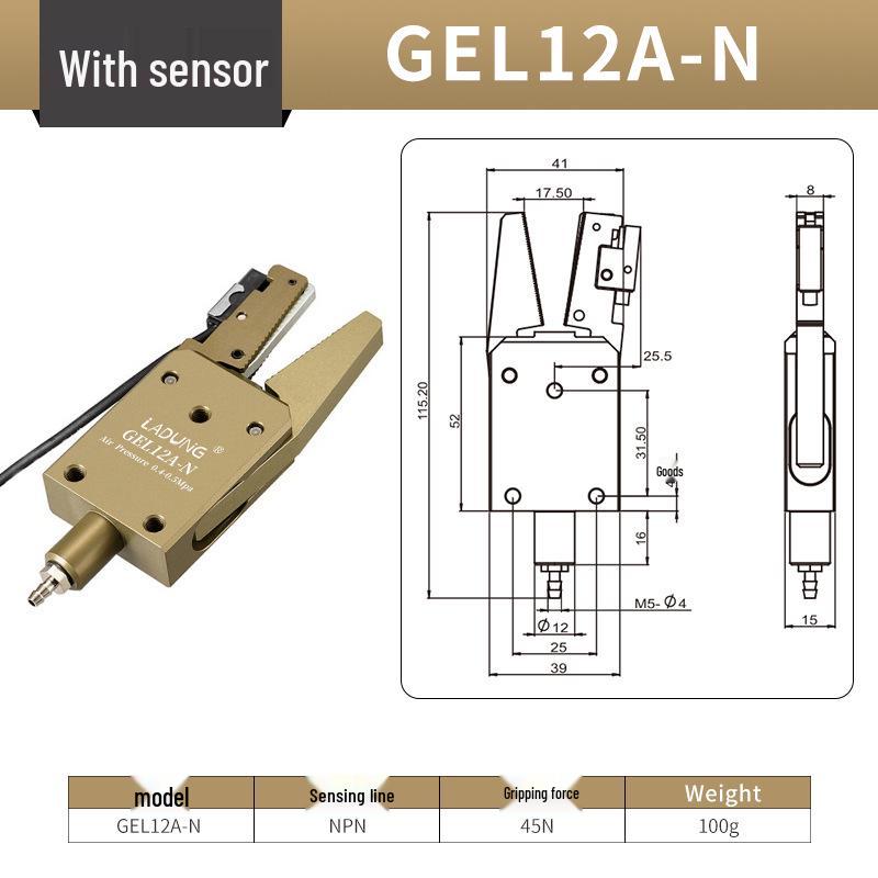 Mini Pneumatic Two-Finger Robotic Gripper Claw GE0812 Portable