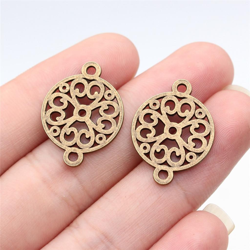 Flower Petal Connectors Botanical Themed Antique Bronze Zinc Alloy Jewelry Making Connect Charms Extender Connectors