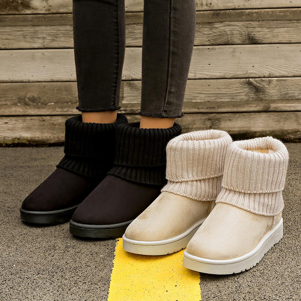 Foreign Trade Korean Version of Fashion Knitted Wool Flanged Cotton Boots Cotton Shoes, Fashion Snow Boots Cotton Shoes 2025 Supply