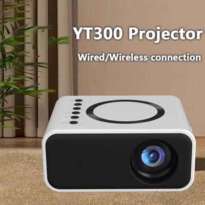 YurKem Mini-style Outdoor Projector with Wireless and Wired Connection To Mobile Phone Home Projector  with Built-in Speaker