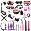 Fetish BDSM Kit Set Sex Toy Handcuffs for Woman Adult Supplies Handcuffs Whip Anal Plug Vibrator Bondage Rope Sexual Sexy Game