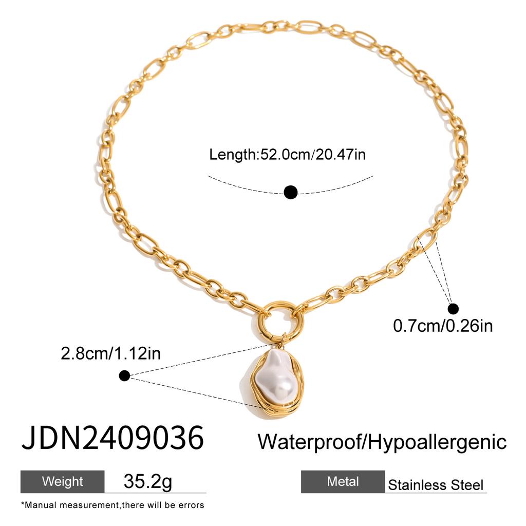 Youthway Gold Plated Stainless Steel Elegant Irregular Resin Pearl Glossy Jewelry Set For Women Anti Allergic Accessories Gift