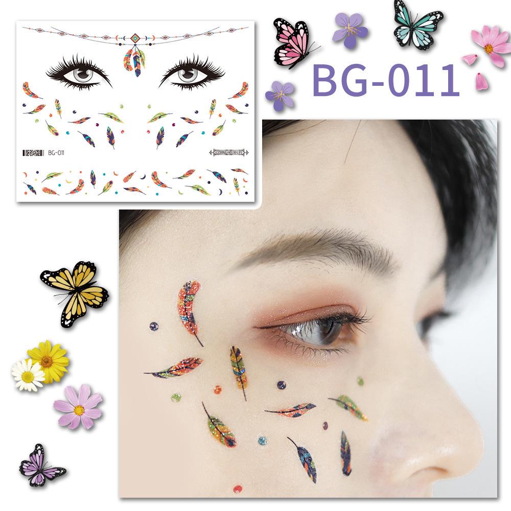 Waterproof Glitter Tattoo Stickers for Music Festival Face Makeup and Party Dance
