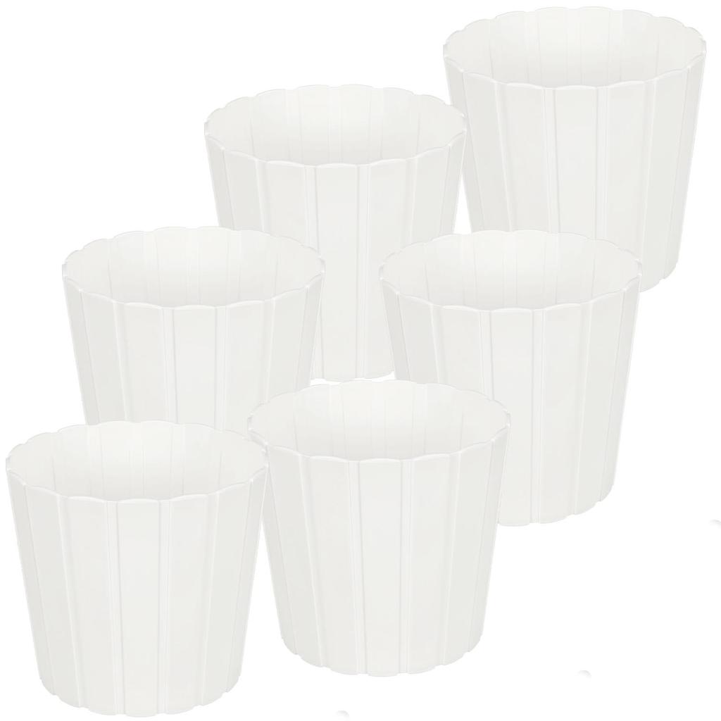 Plastic Flower Pot for Flowers and Herbs on the Balcony or Terrace, White, 24 cm, 6 pcs.