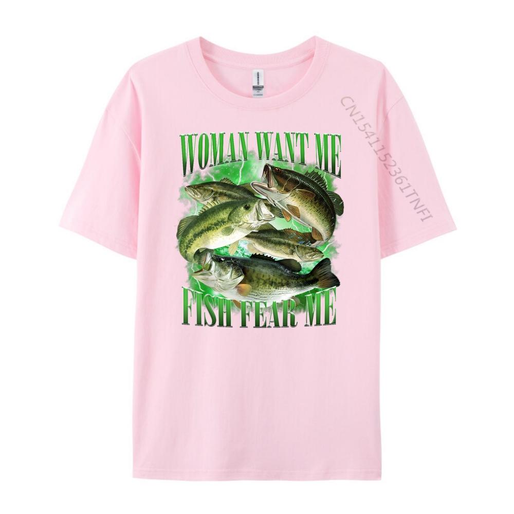 Vintage Want Me Fish Bass Fear Me Funny Lover Fishing Fashion T Shirt Men Skinfriendly and Soft Camisetas De Hombre Large Size