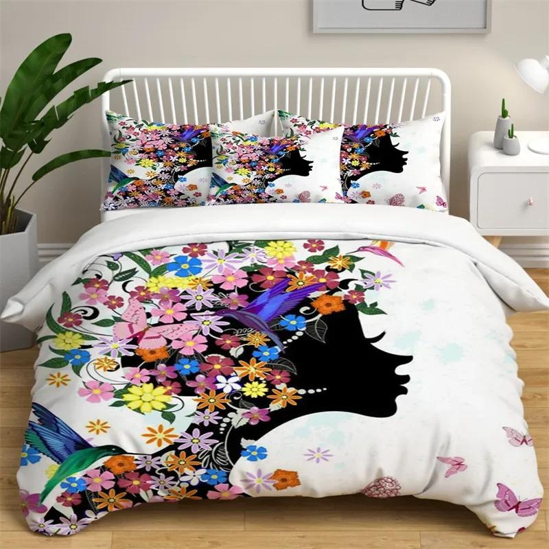 Girly Buterfly Soft Duvet Cover Lovely Pink Flower Fairy featuring Wings Beding Set Microfiber Romantic Warm Comforter Cover King Quen Sized Dimension