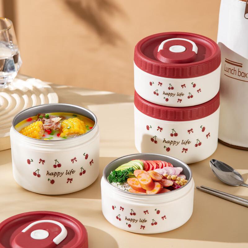 Kirschrote Edelstahl-Isolier-Lunchbox