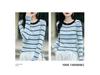 Women's French Color Block Striped Knitwear: Korean Style Long Sleeve Slim Fit Base Sweater