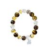 Golden Brown Luster: Yellow Tiger Eye & Smoky Quartz Bracelet - Elegant Crystal Gift for Her