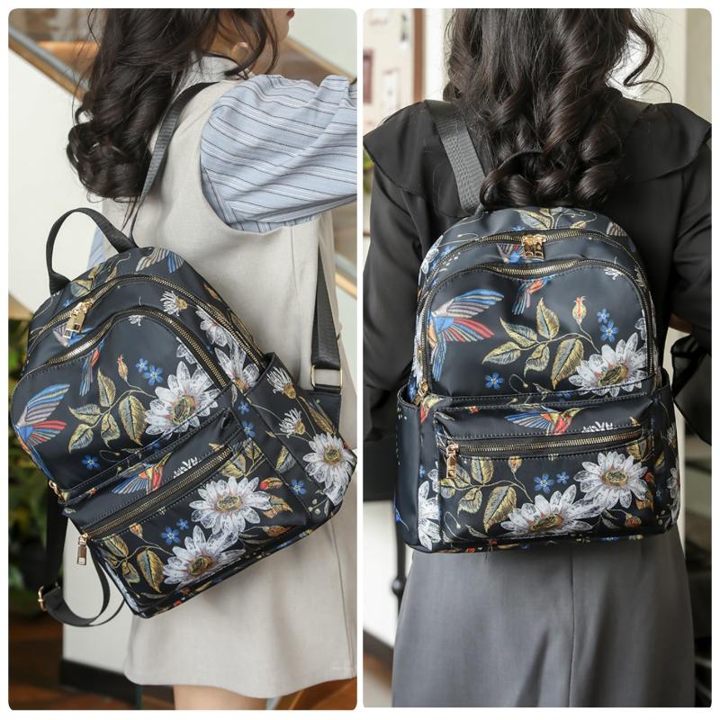 Fashion Sweet Cherry Butterfly Backpack Soft Nylon Fabric Women's Shoulder Bag Cute Versatile Teenager Girl School Bag Leisure Outdoor Travel Rucksack