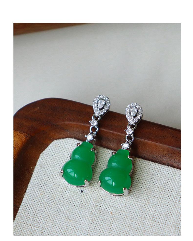 Elegant Zircon Agate Gourd Earrings: Chic, Retro, and Versatile Ear Jewelry