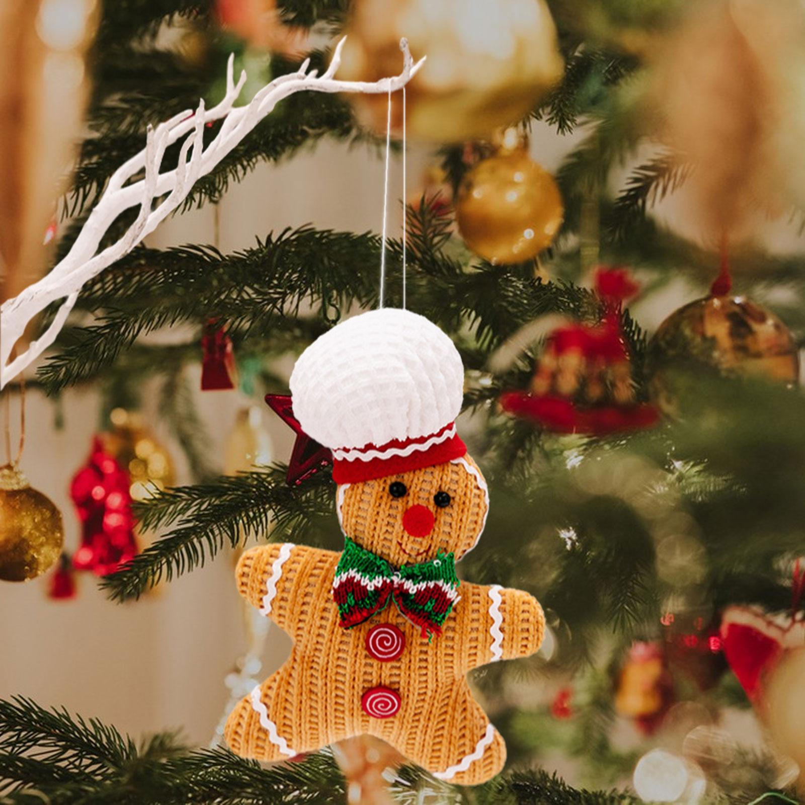 

Christmas Decoration Gingerbread Hanging Pendant Celebration Indoor Ornament Gifts for Home Holiday White Hat