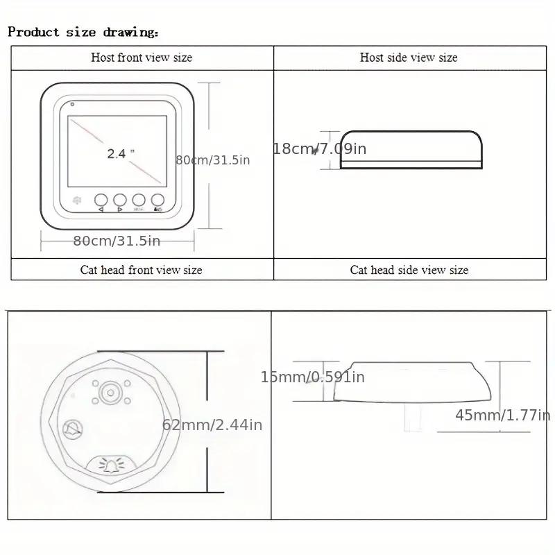 Cat Eyes Smart Visual Security Device,Smart 2.4 Inch IR Night Vision Video Security Camera Motion Detection Cat Eye Doorbell