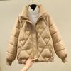 Giacche Calde Invernali in Cotone Piumino Top Donna Casual Zip Monopetto Cappotti Classici Tinta Unita Manica Lunga