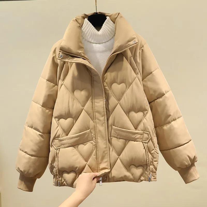 Giacche Calde Invernali in Cotone Piumino Top Donna Casual Zip Monopetto Cappotti Classici Tinta Unita Manica Lunga