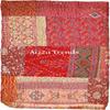 Aizza Trends Handmade Pure Cotton Patch and Patola Work Kantha Quilt - Traditional Indian Throw Blanket-Vintage Cotton Silk Saree Quilt
