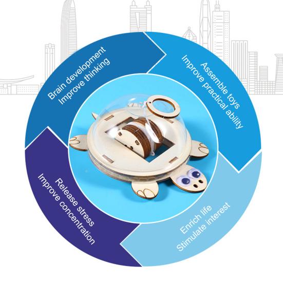 1 Set DIY Pull Rope Turtle Toy Kit Handmade Wooden Puzzle Pulling Tortoise Building Crafts Kids STEM Educational Physics Science Experiment Toy