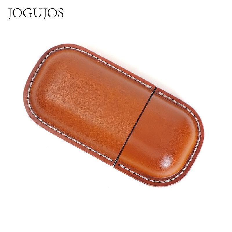 JOGUJOS Genuine Leather Glasses Case Retro Sunglasses Sunglasses Universal Cowhide Glasses Bag Portable Anti-pressure Glasses Case