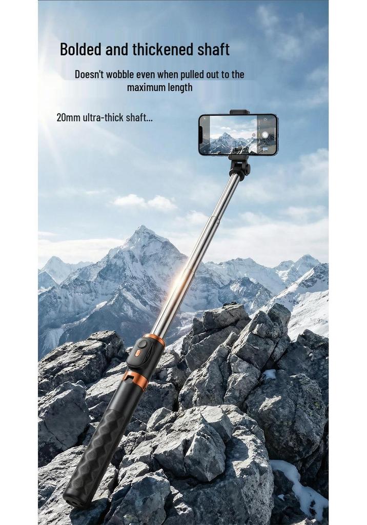 Portable Selfie Stick with Floor Tripod & Remote Control for Mobile Photography & Live Broadcast