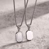 Collares Geométricos Iniciales Vnox para Hombres Mujeres, Colgante Cuadrado Rectángulo de Acero Inoxidable, A-Z 26 Letras Alfabeto Collar para Niño