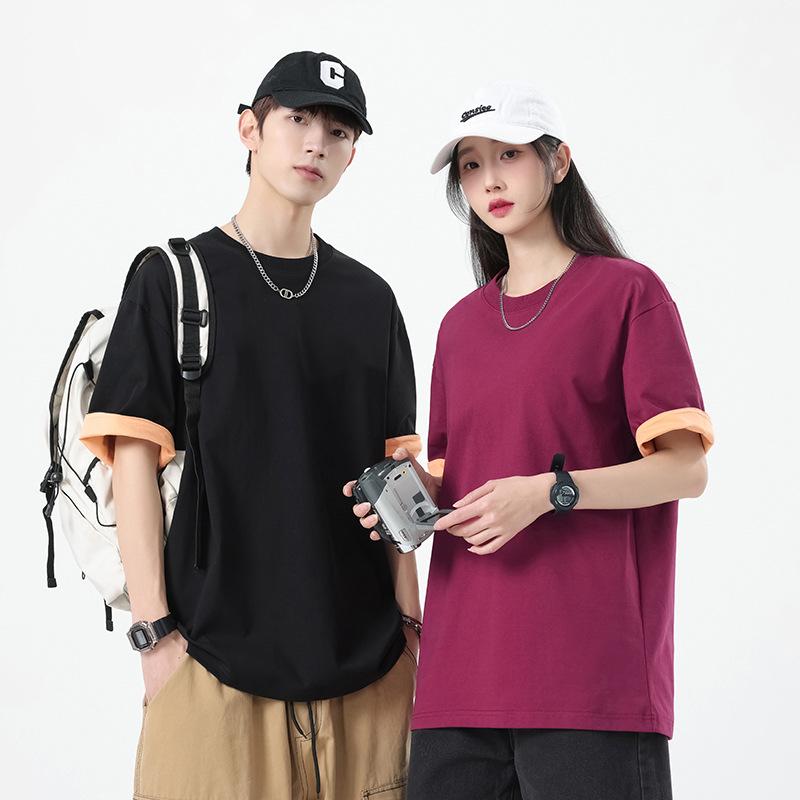 Kunhai Pengyun Men's Color Block Summer Heavyweight Neutral T-Shirt