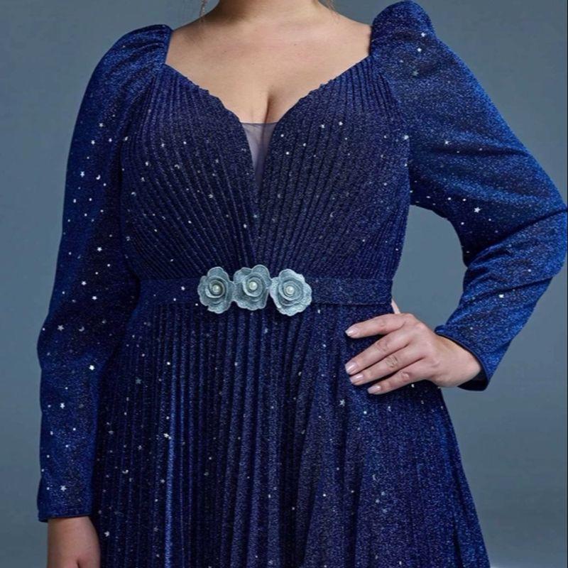 European Cross-Border New Evening Dress, Plus-Size Sequined Long-Sleeve Elegant Gown for Parties and Banquets