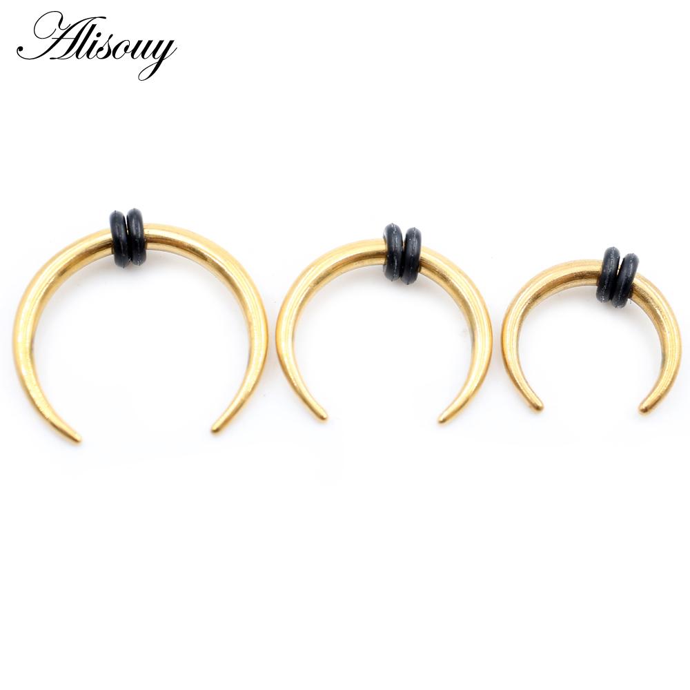 Alisouy 1PC 14/16G Gauge Stainless Steel Buffalo Horn Bull Taper Claw Flesh Ear Tunnel Expander Stretcher Nails Studs Nose Rings