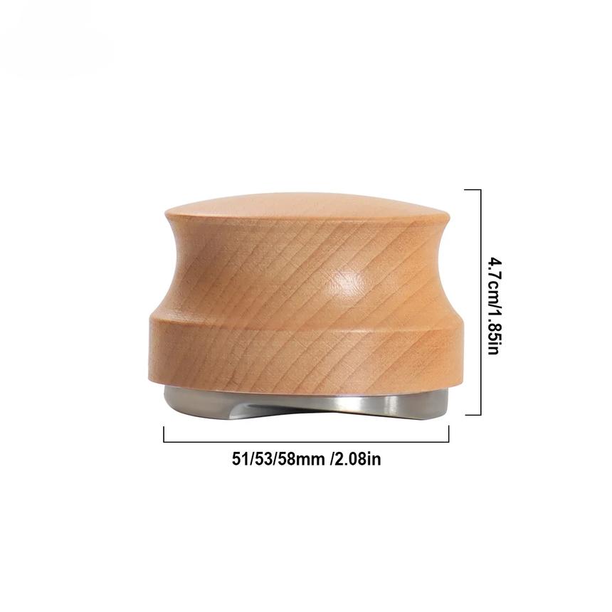 Coffee Tamper, Professional Espresso Hand Tampers 51/53/58mm, Adjustable Depth, Stainless Steel Coffee Tamper with Beech Wooden