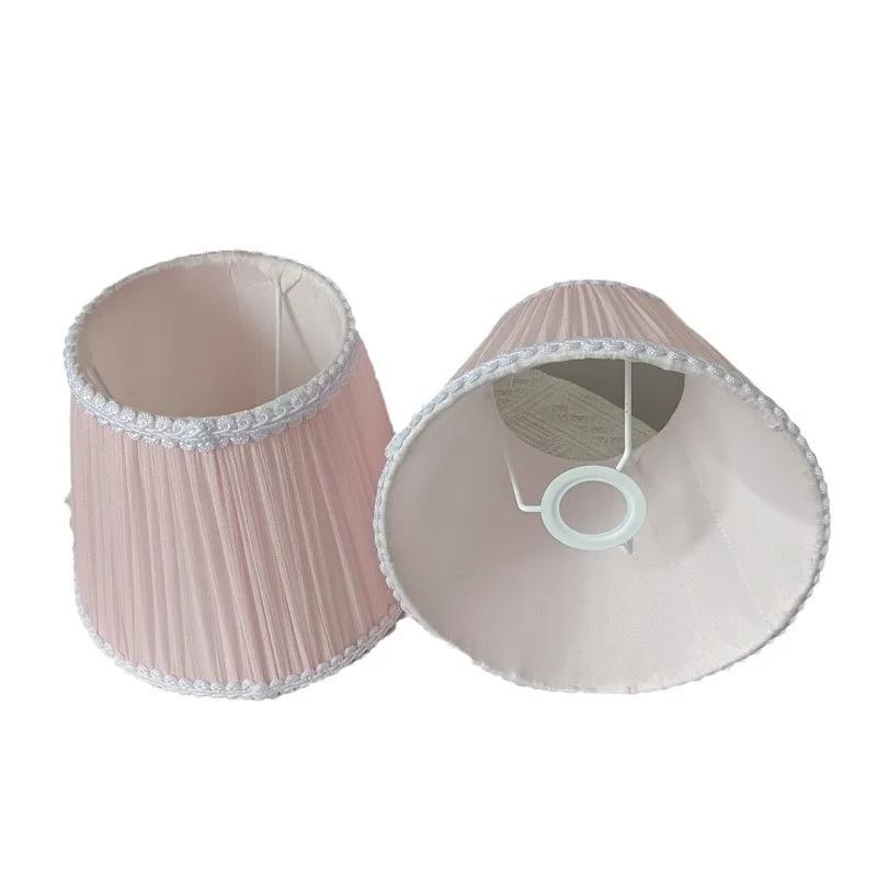 Wall Lamp Shade Pink DIY Handmade Bedside Table Lamp Shade E27 Fabric Brocade Crinkle Lampshade for Princess Girl Bedroom